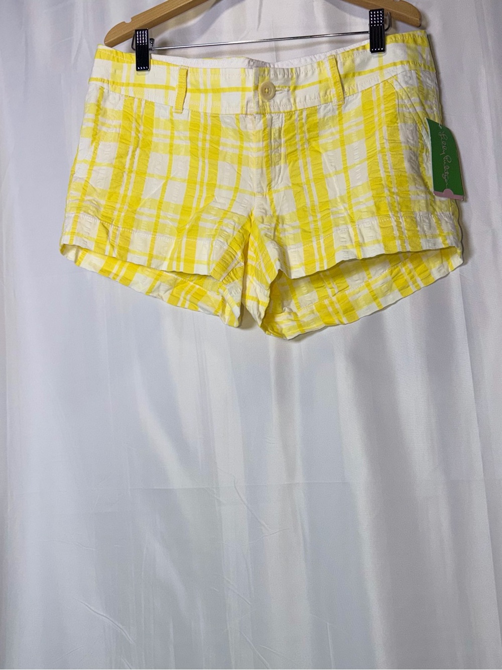 Brand New Lilly Pulitzer Walsh Shorts Starfruit Yellow Sucker for Plaid #105